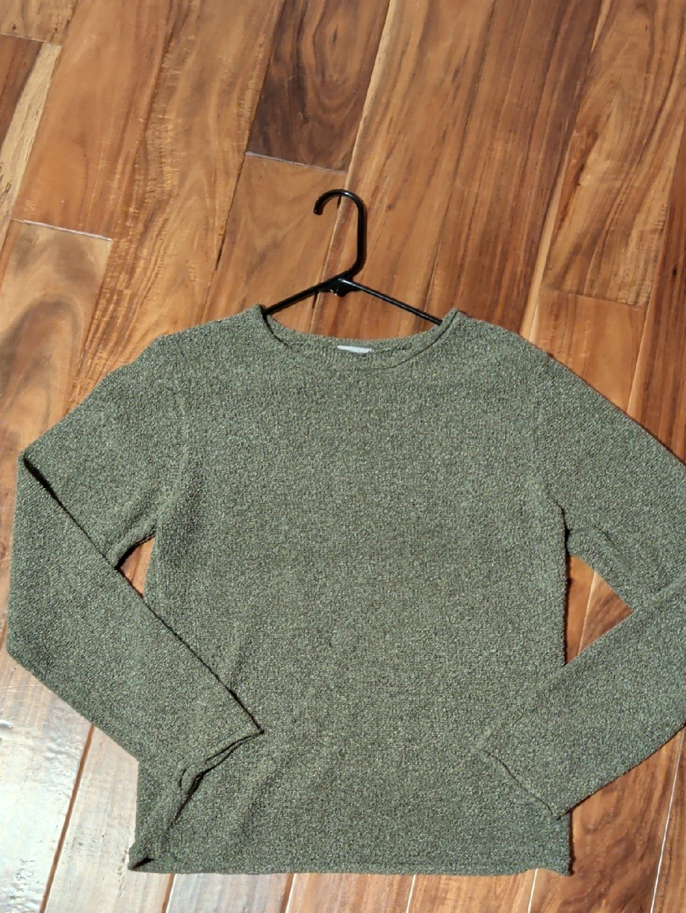 Textured Olive Green Long Sleeve Sweater